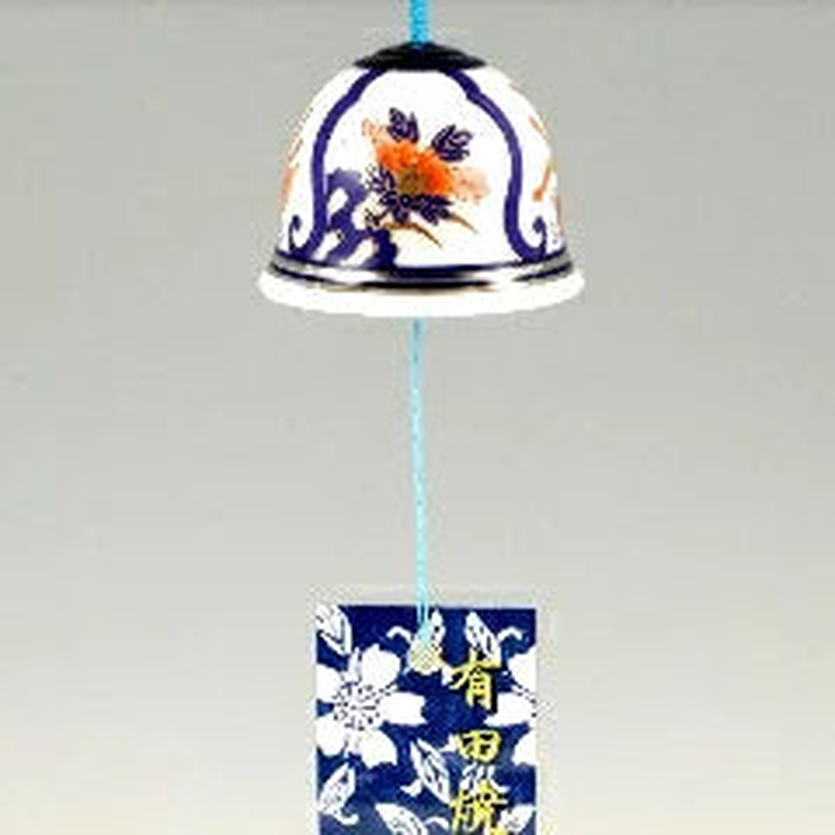 Arita Yaki(ware) Japanese Wind Bell - Peony and Phoenix -, Japanese furin, Japanese wind bell, Japanese ceramic wind chime