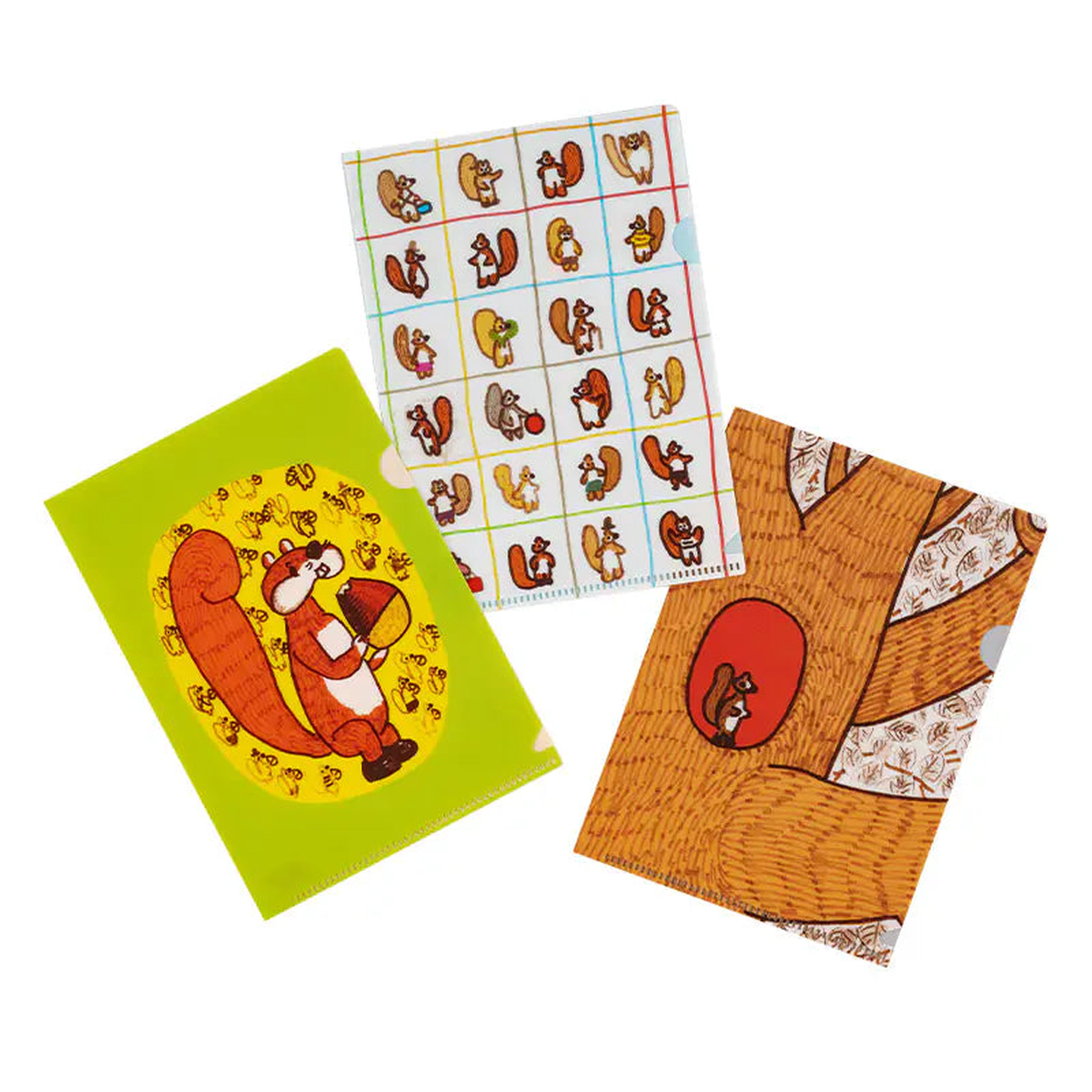 100%ORANGE: Hobonichi Folder Set of 3 for A6 Size (Squirrels Moving Day) , 2026 Hobonichi Accessories