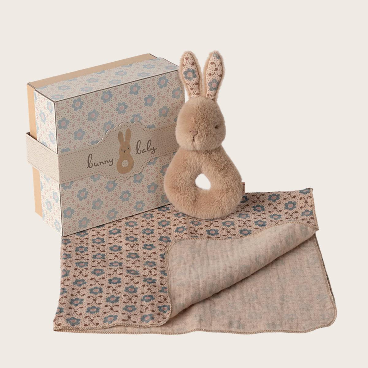 Rabbit rattle set - Cream Peach